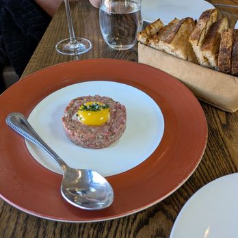 Les Petites Canailles - @endoedibles on Instagram 05/09/26 Steak Tartare - Wagyu Hanger Steak, Cofit Egg Yolk, Grilled Wayward Bread - French Near Me - Paso Robles, California