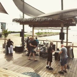Tolchester Marina - Country music band setting up. Openers for Lorrie Morgan.
