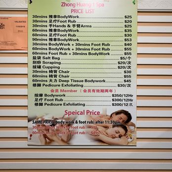 Zhong Huang Spa - New price. Still quite cheap considering the hard work they put in. - Day Spas Near Me - Flushing, New York Zhong Huang Spa - New price. Still quite cheap considering the hard work they put in. - Day Spas Near Me - Flushing, New York