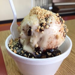 Dice's Dairy'n Dog - Almond amaretto ice cream sundae with chocolate fudge and nuts