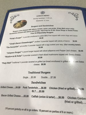 Menu photo 4 Cindy's On the Barge Hardin, KY