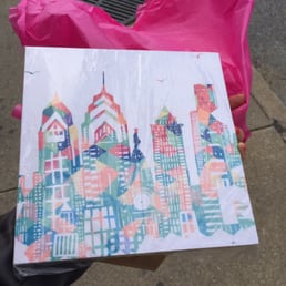 Screen print of the Philly skyline on a wooden block. No frame required. Screen print of the Philly skyline on a wooden block. No frame required.