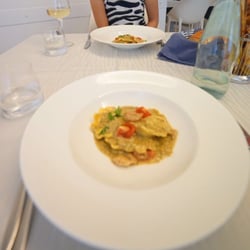 La Prua - Seafood Ravioli with pistachio.