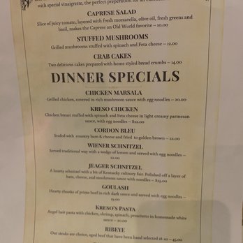 Kreso's Restaurant - Menu-it's all good! - New American Near Me - Bardstown, Kentucky