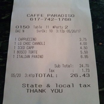 Caffe Paradiso - Desserts Near Me - Boston, Massachusetts