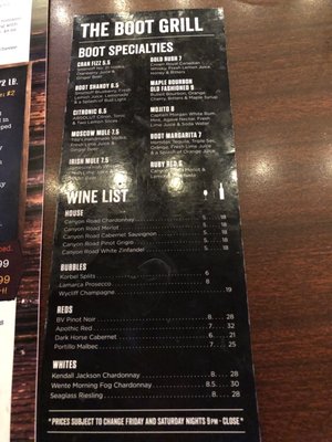Menu photo 1 The Boot Grill Loveland, CO Menu photo 1 The Boot Grill Loveland, CO