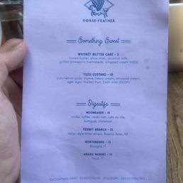 Dessert menu