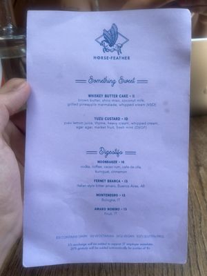 Menu photo 8 Horsefeather San Francisco, CA