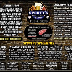 Sporty's Pub & Veranda Grille - New Menu!