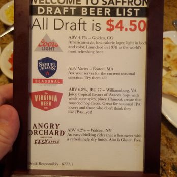 Saffron Indian Bistro - Good price, the Virginia beer is very nice! - Indian Near Me - Norfolk, Virginia Saffron Indian Bistro - Good price, the Virginia beer is very nice! - Indian Near Me - Norfolk, Virginia