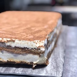 Green Lunch - Tiramisu - fresh out of the fridge for our dessert platter.