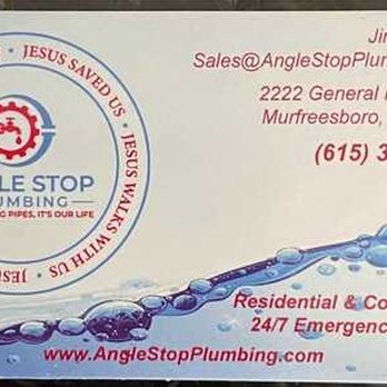 Angle Stop Plumbing - Jim Nephew's business card. - Plumbing Near Me - Murfreesboro, Tennessee