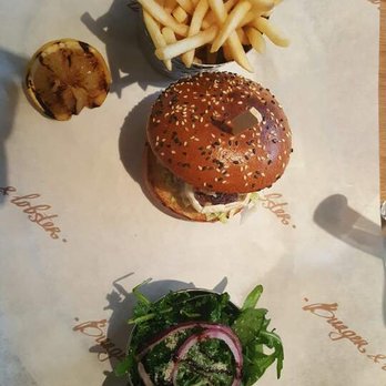 Burger & Lobster - Lobster burger! 12z meat with lobster meat on top. - American Near Me - Mayfair, XGL