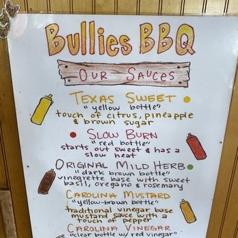 Bullies BBQ - Sauce Menu - Barbeque Near Me - Hilton Head Island, South Carolina Bullies BBQ - Sauce Menu - Barbeque Near Me - Hilton Head Island, South Carolina