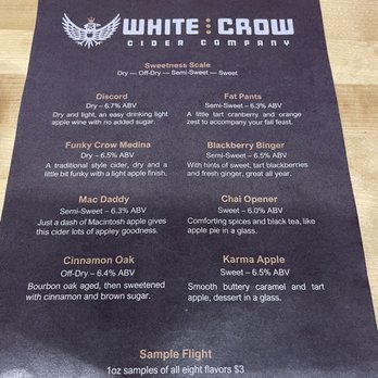 White Crow Cider Company - On Tap Menu - Cideries Near Me - Wichita, Kansas White Crow Cider Company - On Tap Menu - Cideries Near Me - Wichita, Kansas