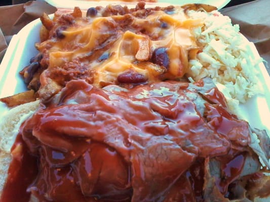 Photo of Kirkwood Pitbeef - Catonsville, MD, US. chili cheese fries were great! Yummy coleslaw with a hint of horseradish.