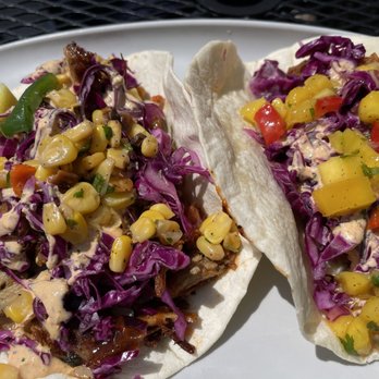 Lucharitos Melville - Crescent Farm Duck Taco (left) and Coconut Shrimp Taco (right) - Mexican Near Me - Melville, New York