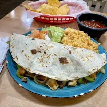 Deysi’s Tacos - Quesadilla Oaxaquena (sp?) with Chicken, Shrimp and Steak. Huge!!! - Mexican Near Me - Nappanee, Indiana