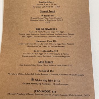 Crumb - Brunch Menu - Sandwiches Near Me - Haddonfield, New Jersey