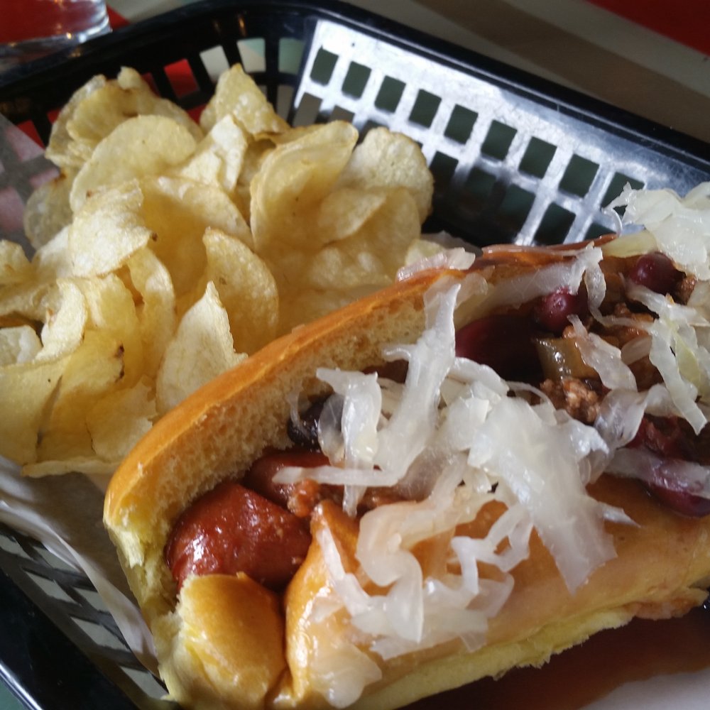 Conshohocken Brewing Company - "Horne" Dog with chips $5. - Breweries Near Me - Conshohocken, Pennsylvania Conshohocken Brewing Company - "Horne" Dog with chips $5. - Breweries Near Me - Conshohocken, Pennsylvania