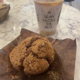GF cinnamon crunch muffin and iced vanilla latte GF cinnamon crunch muffin and iced vanilla latte