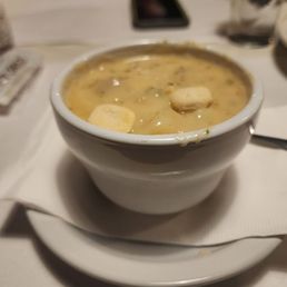 Creamy New England clam chowder. Creamy New England clam chowder.