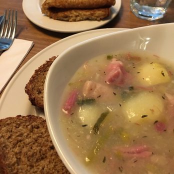 The Boxty House - Lunch size Dublin Coddle stew with a side of Irish Soda Bread and, of course, a fresh Boxty (potato crepe/pancake) - Irish Near Me - Dublin, D The Boxty House - Lunch size Dublin Coddle stew with a side of Irish Soda Bread and, of course, a fresh Boxty (potato crepe/pancake) - Irish Near Me - Dublin, D