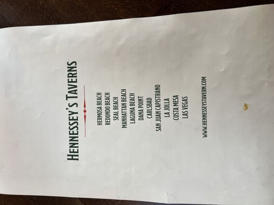 Menu photo 2 Hennessey's Tavern Carlsbad, CA