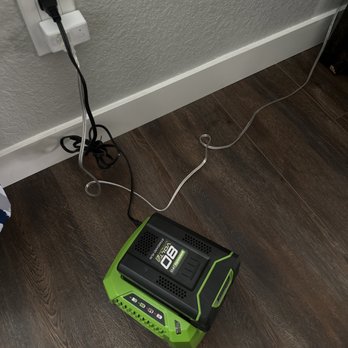 Best Buy - Oceanside - Green works battery charger plugged in, but not working. As you can see by no lights present. - Electronics Near Me - Oceanside, California