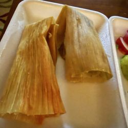 Maestro Taquero - 1 chicken and 1 pork tamale.  Wonderful!  The caramel kind of sauce with it was a great flavor profile