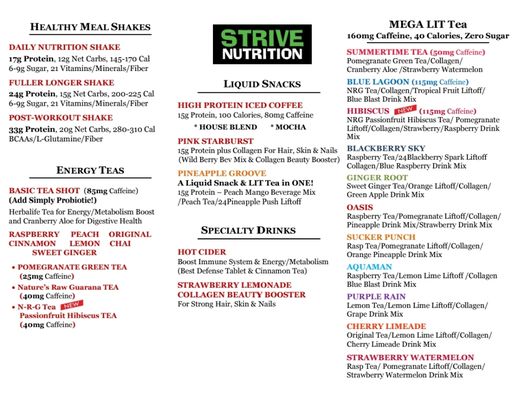 Menu photo 1 Strive Nutrition Greer, SC