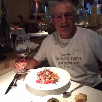 Piazza D'Angelo - For those who do not understand Italian, the T-Shirt says that life is too short to eat badly...that's why we come here. - Italian Near Me - Mill Valley, California Piazza D'Angelo - For those who do not understand Italian, the T-Shirt says that life is too short to eat badly...that's why we come here. - Italian Near Me - Mill Valley, California