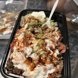 a tray of food on a table