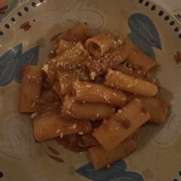 Rigatoni Bolognese (cooked al dente and flavorful sauce)