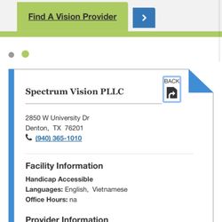 Spectrum Vision - Spectrum Vision in my Insurance provider directory.