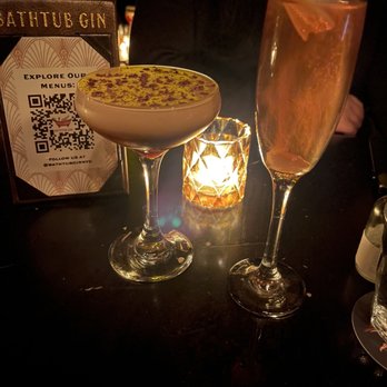 Bathtub Gin - Espresso Martini (left) and Champagne Cocktail (right) - Speakeasies Near Me - New York, New York Bathtub Gin - Espresso Martini (left) and Champagne Cocktail (right) - Speakeasies Near Me - New York, New York