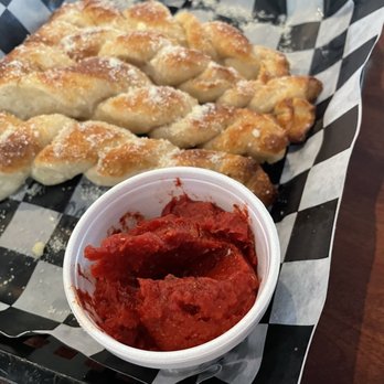 Tony's Firehouse Grill and Pizza - This is the pizza dip look at that marinara it looks so delicious all dry and pasty - Pizza Near Me - Bakersfield, California