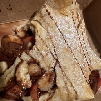 Olala Crepes - Strawberry banana crepe.. got hard very quick - Creperies Near Me - San Diego, California Olala Crepes - Strawberry banana crepe.. got hard very quick - Creperies Near Me - San Diego, California