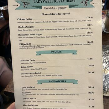 Ladyswell Restaurant - Menu 3/20206 - Irish Near Me - Cashel, TA Ladyswell Restaurant - Menu 3/20206 - Irish Near Me - Cashel, TA