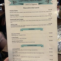 Ladyswell Restaurant - Menu 3/20206