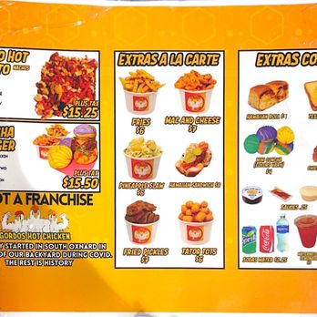 Gordos Hot Chicken - Menu 2 - Sandwiches Near Me - Oxnard, California Gordos Hot Chicken - Menu 2 - Sandwiches Near Me - Oxnard, California