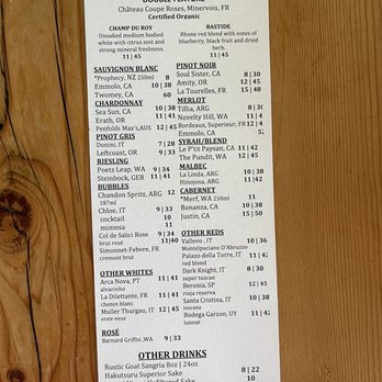 Rustic Goat - Wine menu - American Near Me - Anchorage, Alaska