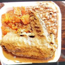Turkey wing over red rice, yams and black eyed peas. Turkey wing over red rice, yams and black eyed peas.
