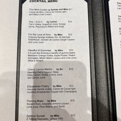 W XYZ Bar - Menu