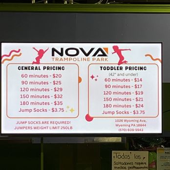 Nova Trampoline Wyoming - Pricing - Trampoline Parks Near Me - Wyoming, Pennsylvania Nova Trampoline Wyoming - Pricing - Trampoline Parks Near Me - Wyoming, Pennsylvania