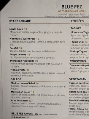 Menu photo 2 Blue Fez Salem, MA