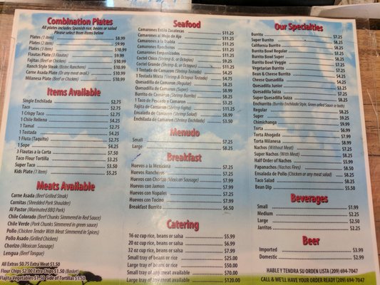 Menu photo 6 Taqueria Sonora Sonora, CA