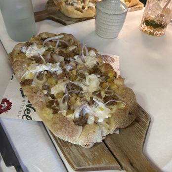 Nella Kitchen & Bar - Sausage and potato pizza - American Near Me - Los Olivos, California Nella Kitchen & Bar - Sausage and potato pizza - American Near Me - Los Olivos, California