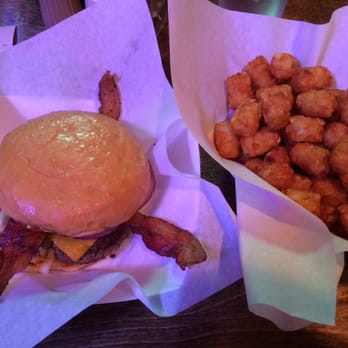 Maple and Motor - Bacon cheeseburger with tots. - Burgers Near Me - Dallas, Texas Maple and Motor - Bacon cheeseburger with tots. - Burgers Near Me - Dallas, Texas