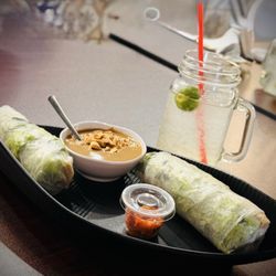 Tofu Spring rolls with peanut sauce